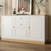 Credenza bianca effetto legno con ante e cassetti 135,5 cm