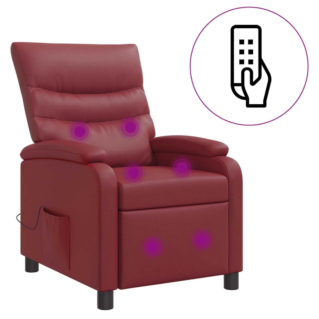 Divano Sedia-Poltrona Massaggiante Rosso Vino Similpelle 773721