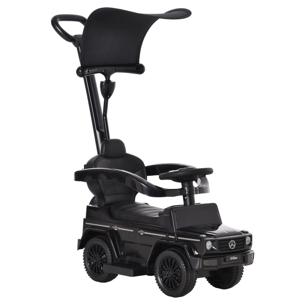 EasyComfort Macchina a Spinta per Bambini 12-36 Mesi con Licenza Mercedes, Tettuccio e Maniglia di Spinta, 85.5x40.5x95 cm, Nero