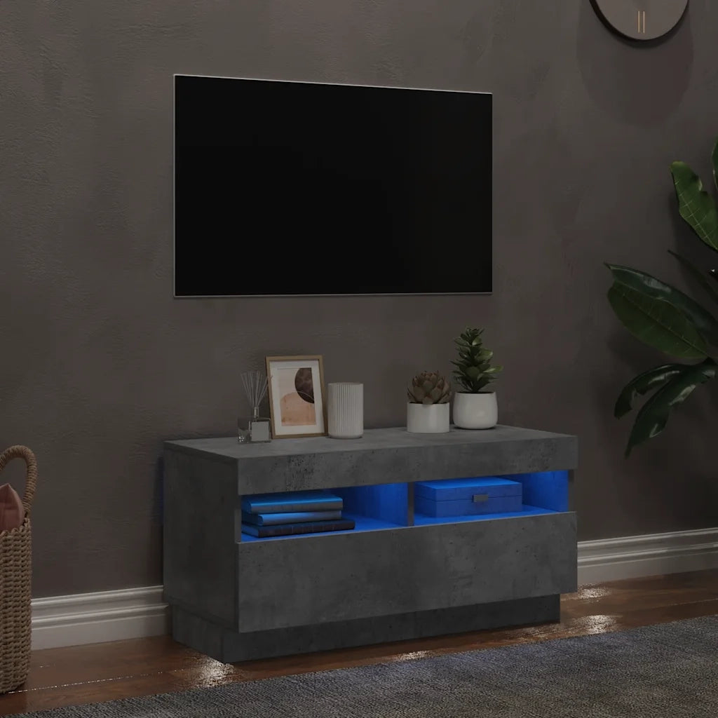 Mobile Porta TV con Luci LED Grigio Cemento 80x35x40 cm cod mxl 13433