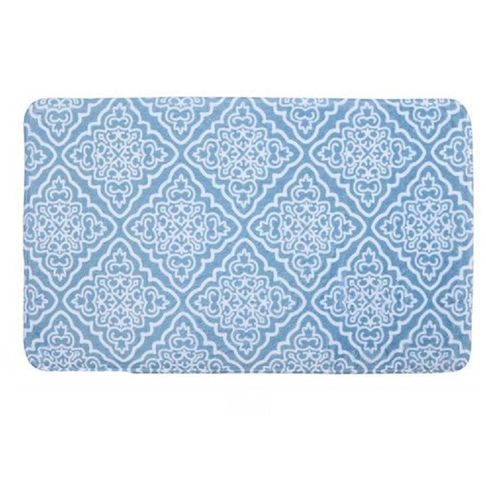 Trade Shop - Tappeto Tappetino Per Arredo Da Bagno 45 X 75 Cm Azzurro Con Maioliche 87032 -