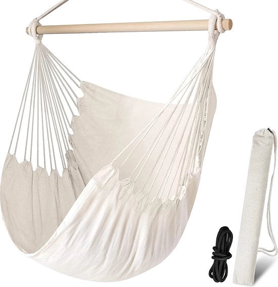 Sedia a Sospensione Grande Sedia a Sospensione Relax Sedia a Sospensione Pendente Telaio in Cotone per Superiore Comfort e Durabilità Perfetta per Interno/Esterno Camera da Letto Patio Terrazza Giardino Relax