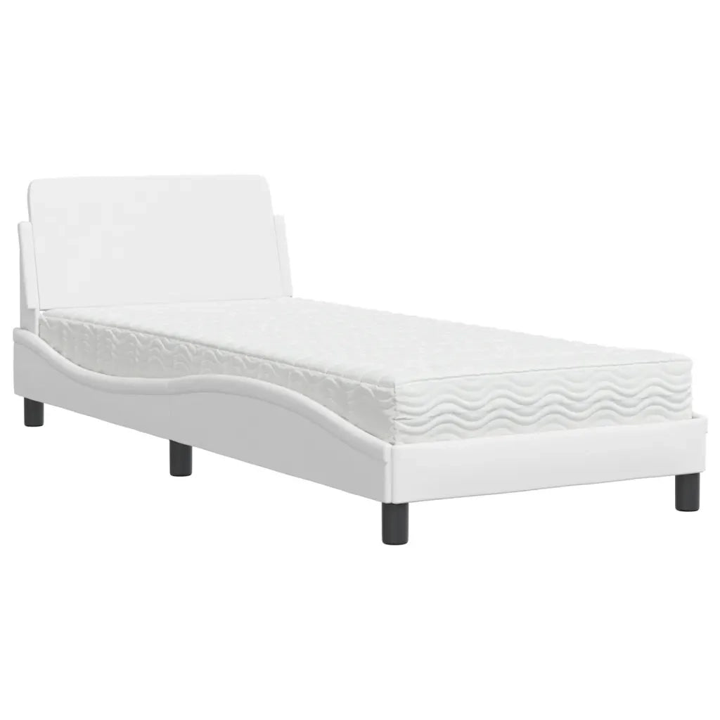 Letto con Materasso Dover Bianco 90x190 cm in Similpelle 3208318