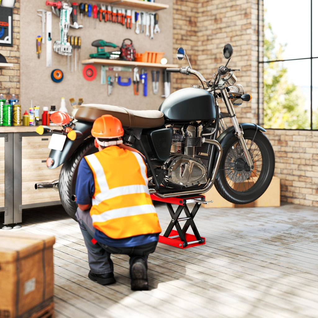 Cavalletto per Moto ¨C zephmum ¨C Regolabile 10-37 cm, Rosso e Nero