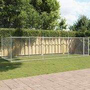 Gabbia per Cani con Porta Grigia 6x2x1,5 m in Acciaio Zincato 3209579