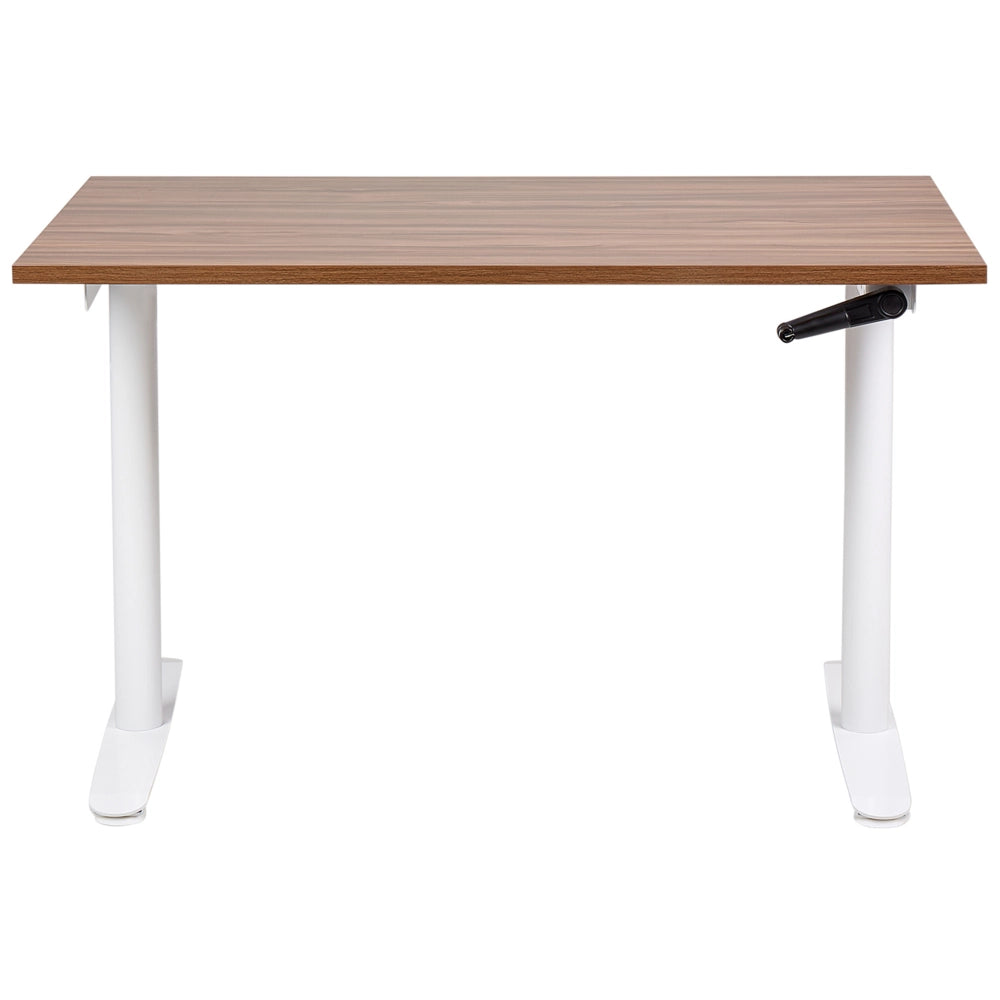 Scrivania regolabile in altezza manualmente legno scuro e bianco 120 x 72 cm Struttura in acciaio verniciato a polvere