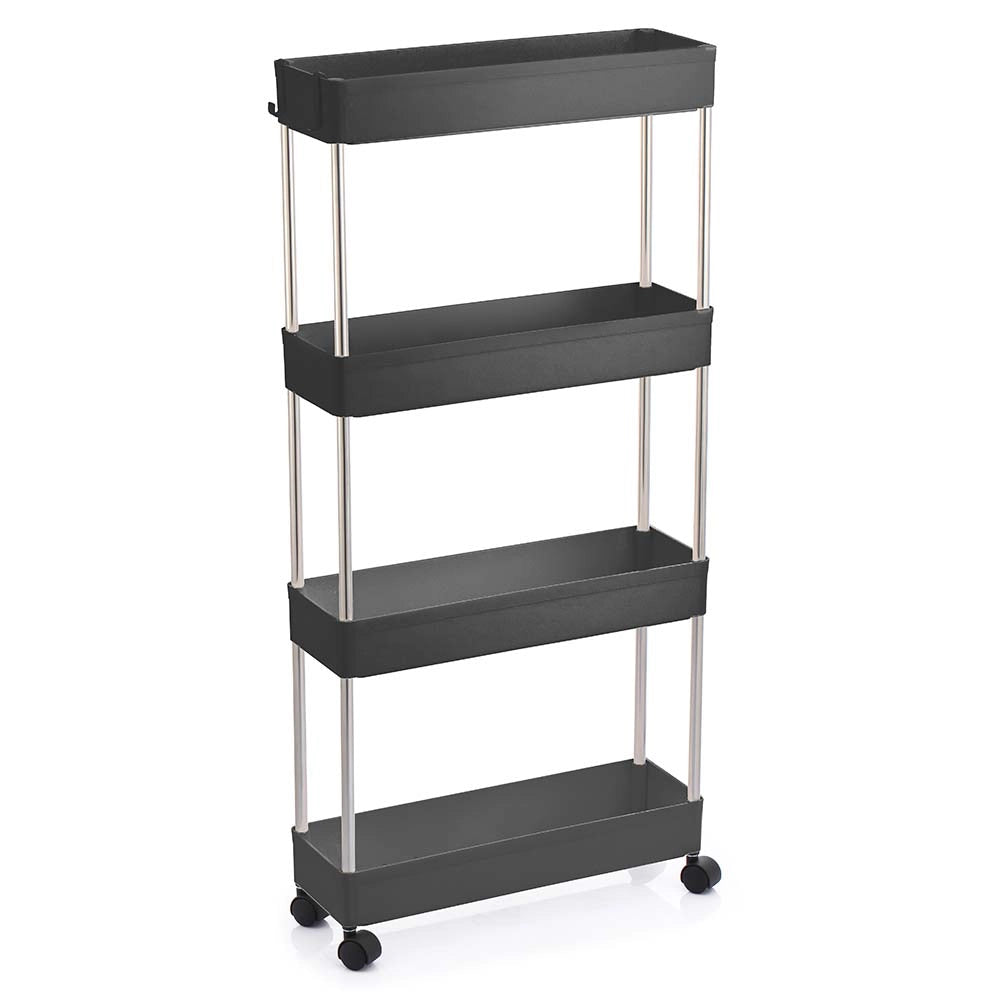 Carrellino Cucina Bagno Slim Salvaspazio 40x13.5 H 85cm Carrello Porta Tutto Nero