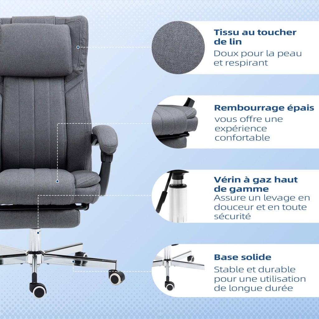 Sedia da ufficio girevole con schienale inclinabile e altezza regolabile ¨C zephmum ¨C grigio 65x61x105-113 cm