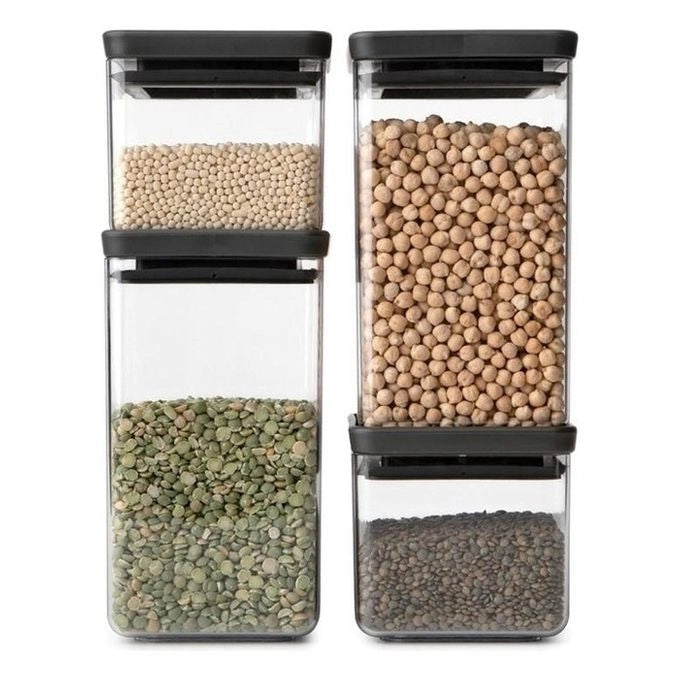 Brabantia Tasty+ recipiente Quadrato Plastica Nero, Trasparente
