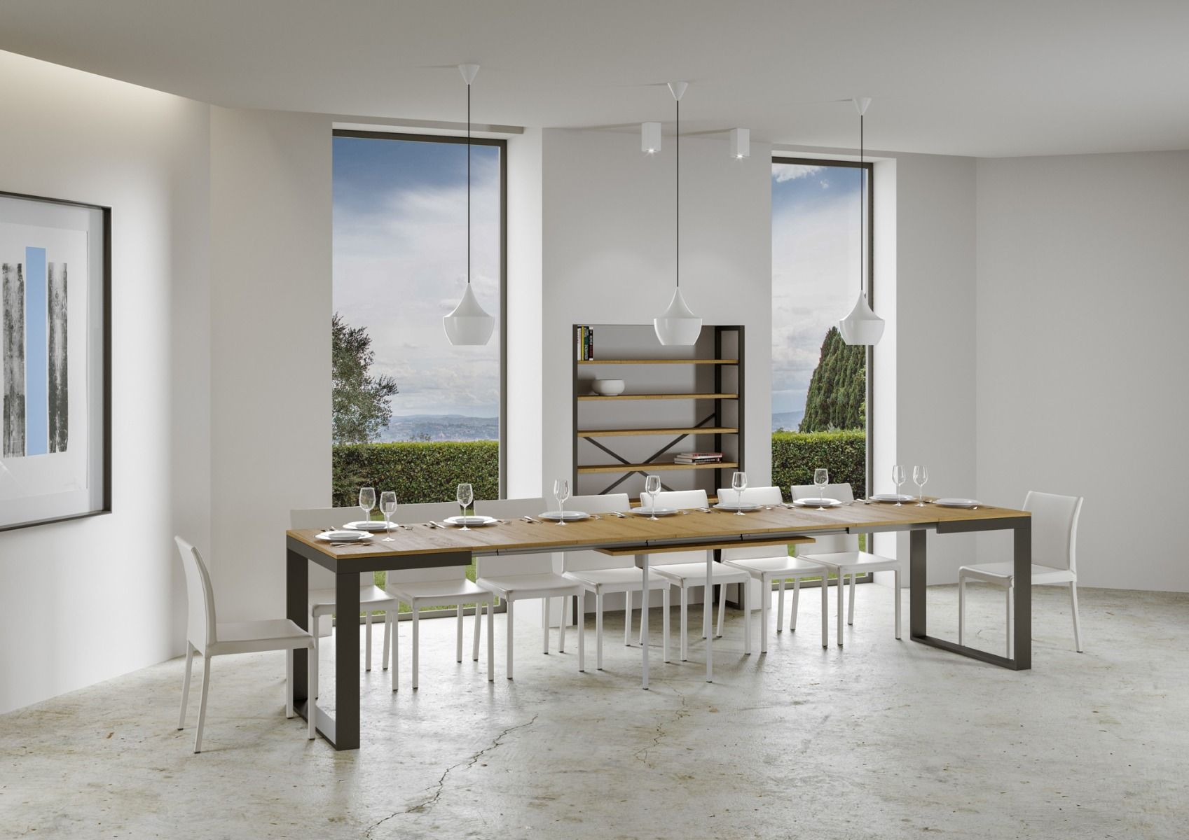 Tavolo Allungabile 120-380x90x77 cm Tecno Evolution Quercia Naturale