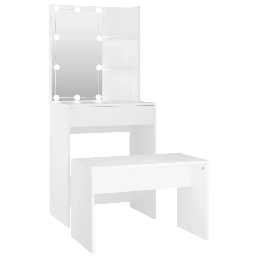 Set da toeletta con sgabello LED 60 x 40 x 140 cm legno ingegnerizzato bianco 02_0006250