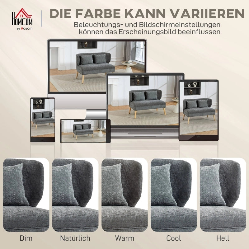 DIVANO 2 POSTI Compatto 117 cm Chenille Grigio