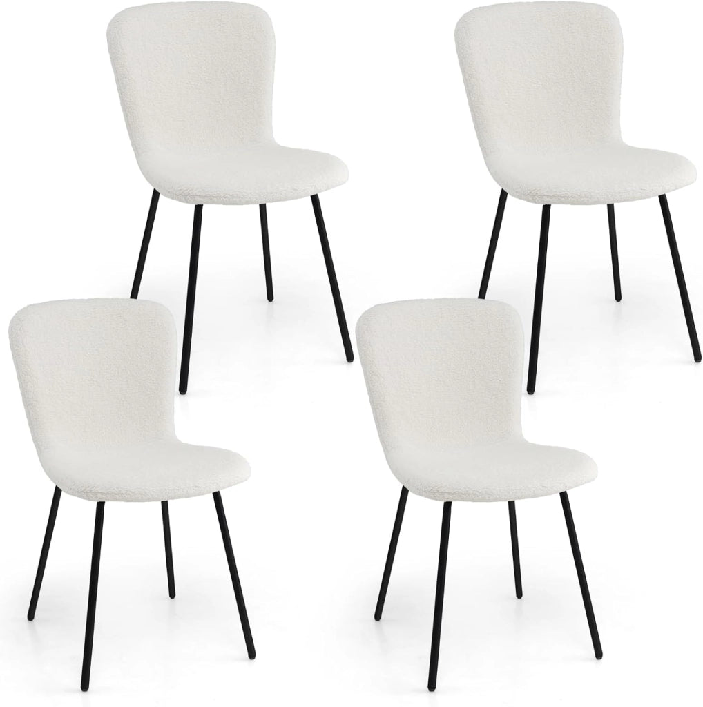 Set di 4 Sedie da Pranzo, 4 Sedie Alte da Bar, Sedie Imbottite Moderne con Schienale e Gambe in Metallo, Set di Sedie da Cucina, Portata 150 kg, 47 x 58 x 86 cm