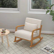 POLTRONA A DONDOLO in legno 64,5x92x81,5 cm bianco crema