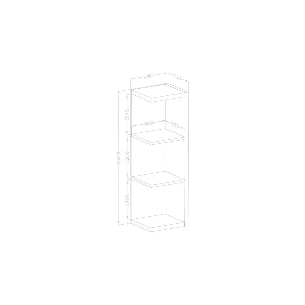 Scaffale verticale collezione CORK - Finitura pino - 4 ripiani - Dimensioni 40 x 126 x 35,2 cm