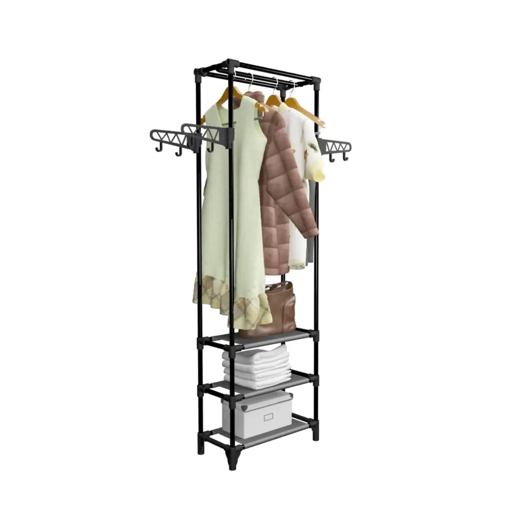 Porta Abiti Acciaio Tessuto non Intrecciato 55x28,5x175 cm Nero cod mxl 66788