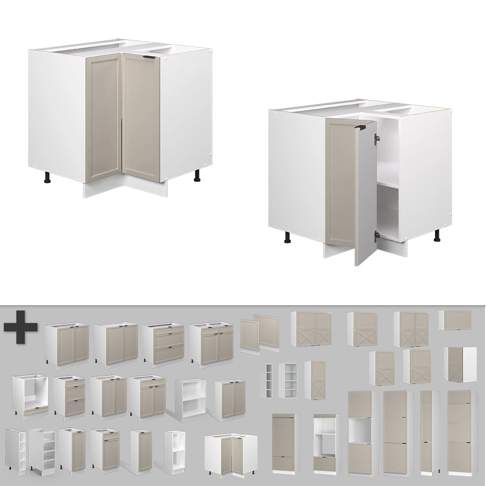 Mobile ad angolo cucina Fame-Line GrigioBeige/Bianco 80.5 cm senza piano di lavoro Vicco