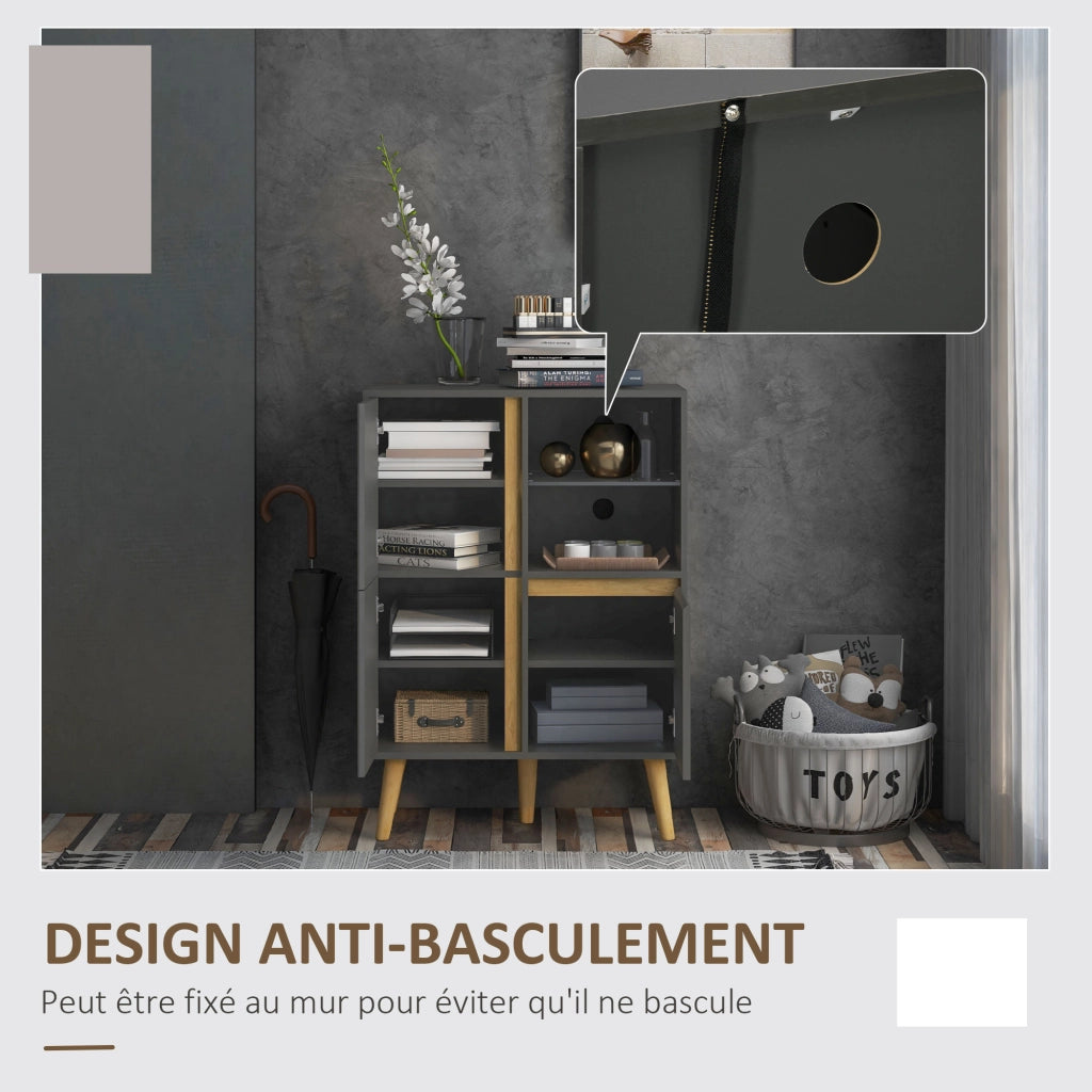 Scaffale moderno con ripiani regolabili ¨C Xylo ¨C legno massello grigio scuro 70x40x96 cm