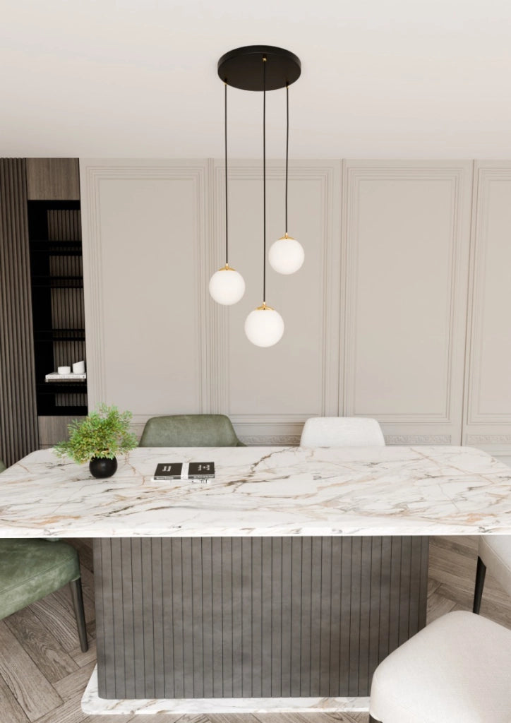 Lampadario Emibig Royal 3 luci E14 vetro bianco oro