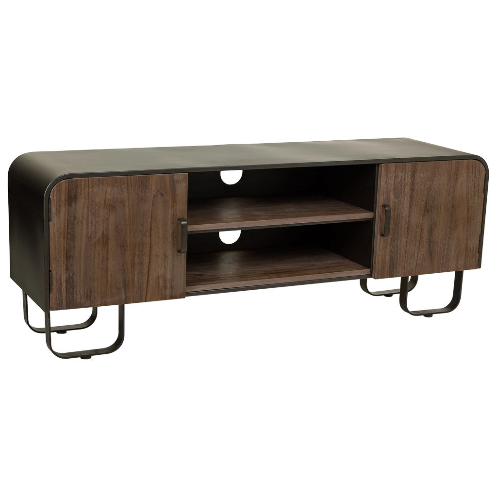 Mobile basso in legno e metallo nero 150x42x58h cm