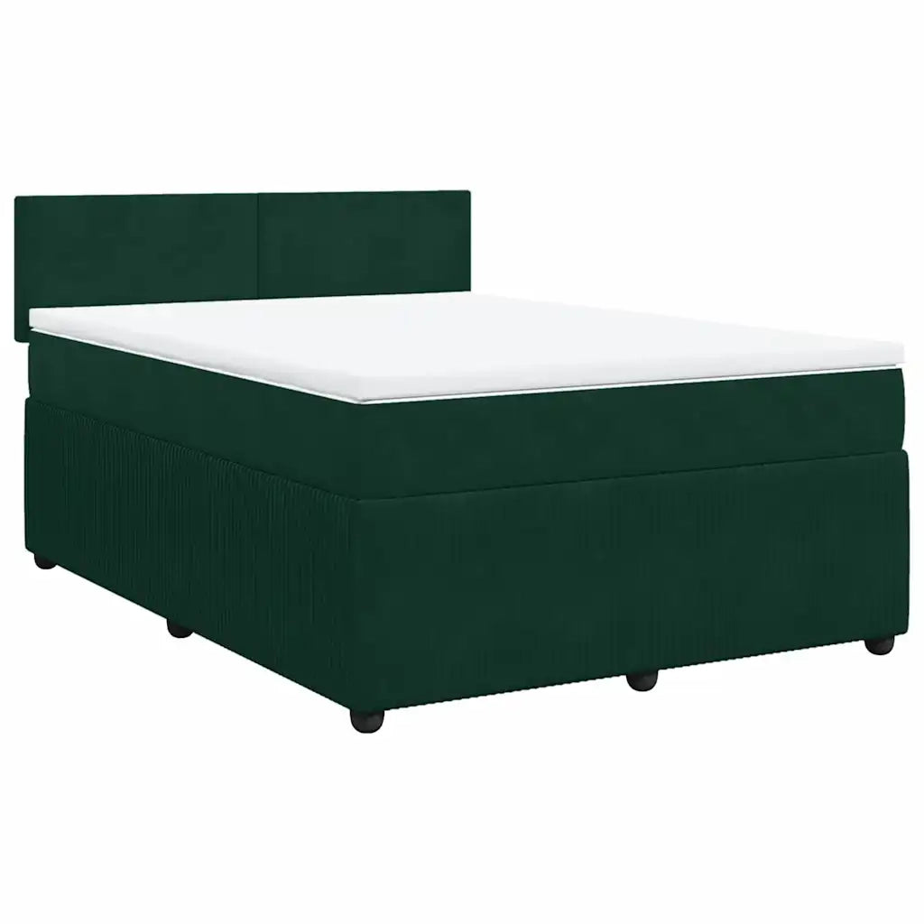 Giroletto a Molle con Materasso Verde Scuro 140x200 cm Velluto