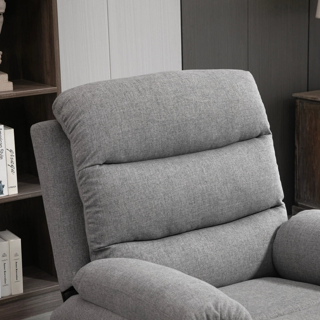 Poltrona Relax Reclinabile Manuale con Poggiapiedi Regolabile in Tessuto Grigio Chiaro ¨C zephmum ¨C 100x90x80