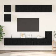 vidaXL Set mobile TV 8 pcs Rovere Nero Legno multistrato
