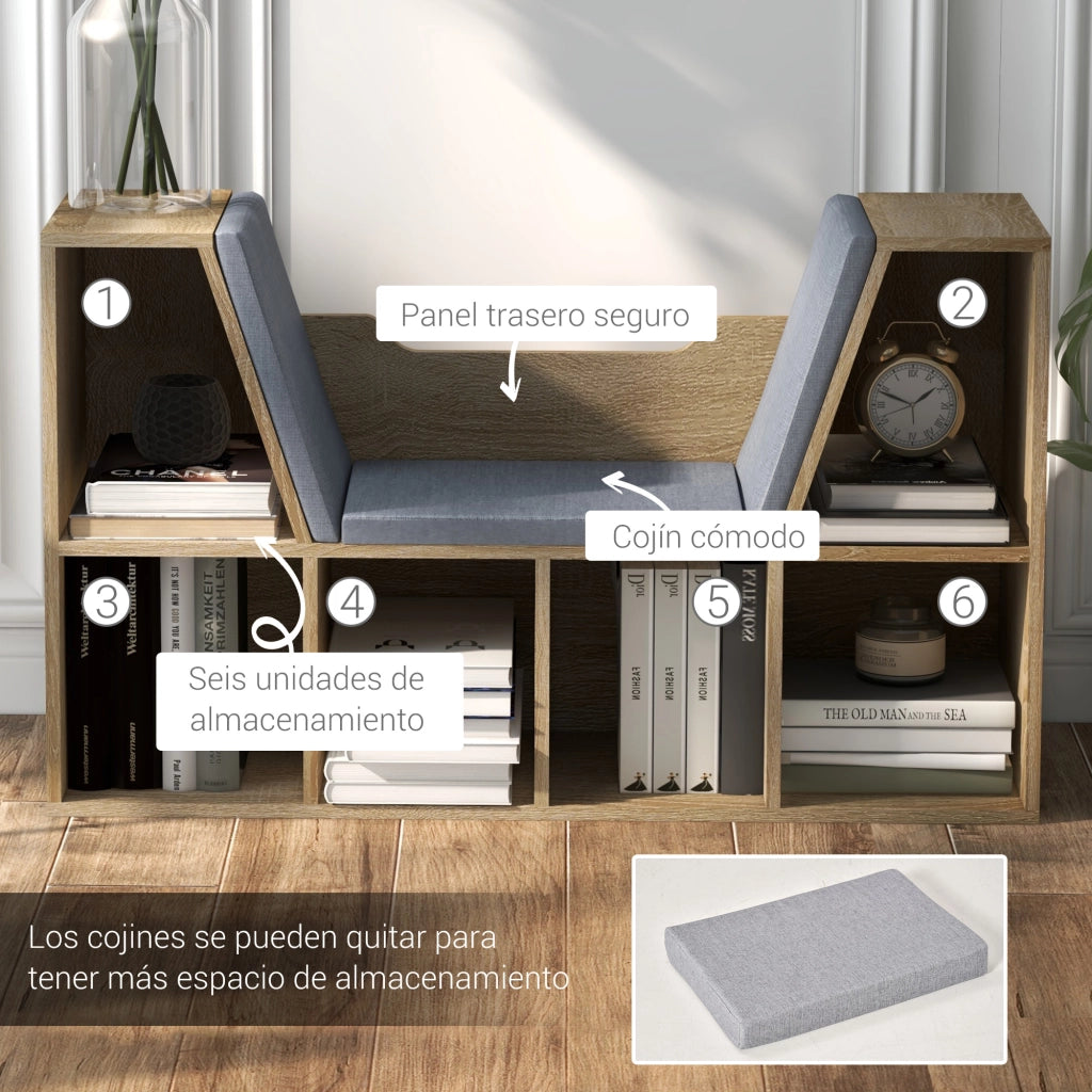 Libreria con seduta ¨C zephmum ¨C 102x30x61 cm rovere grigio