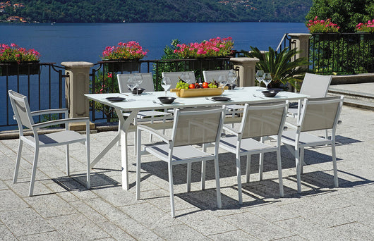 Tavolo Rettangolare da Giardino 220x92cm in Alluminio Vorghini Firenze Bianco