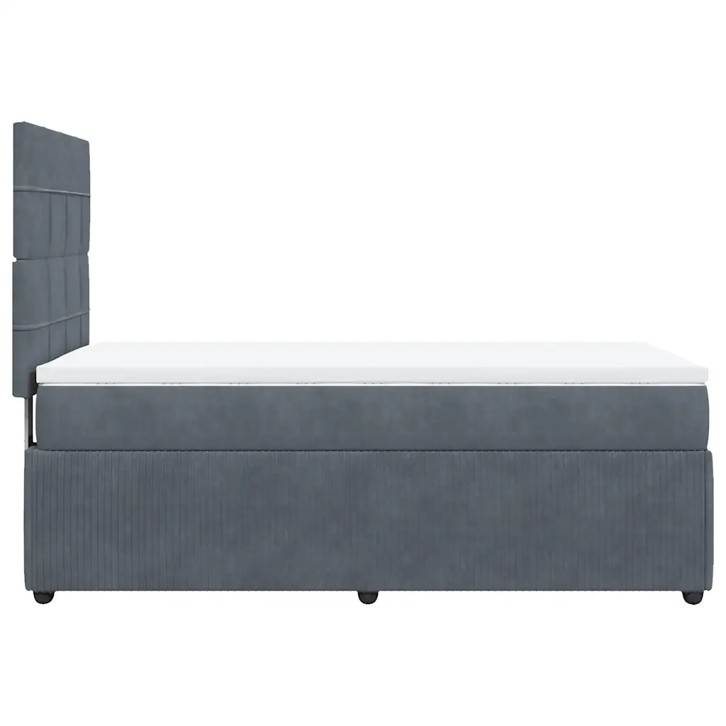 Giroletto a Molle con Materasso Grigio Scuro 90x200 cm Velluto