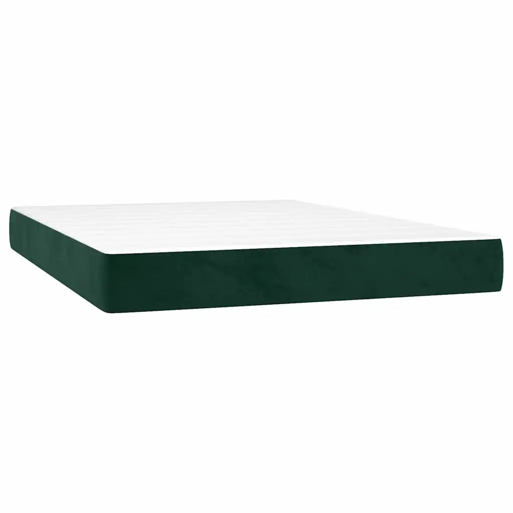 Letto a Molle con Materasso e LED Verde Scuro 140x200cm Velluto cod mxl 35187