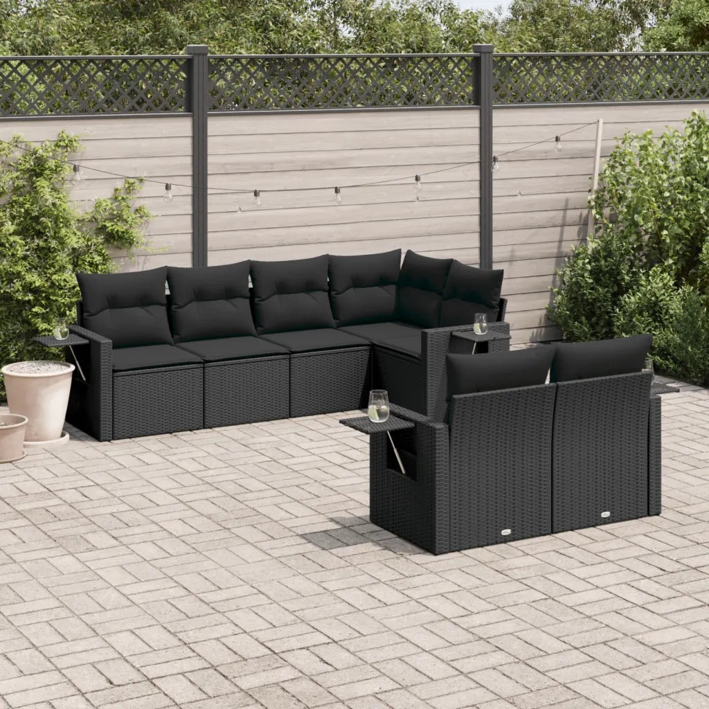 Set Divani da Giardino con Cuscini 7pz Nero Polyrattancod mxl 116610