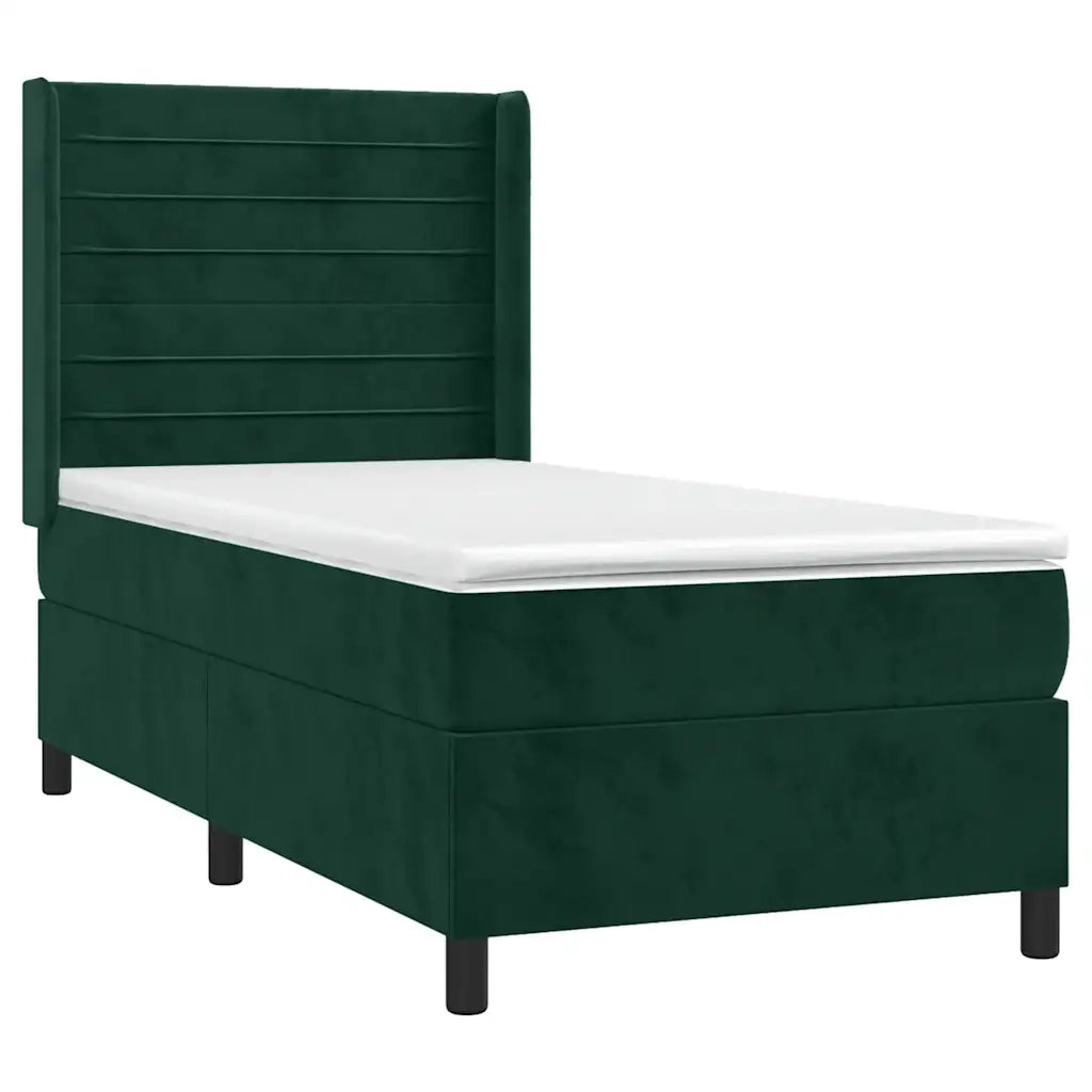 Giroletto a Molle con Materasso Verde Scuro 90x200 cm Velluto 3132720