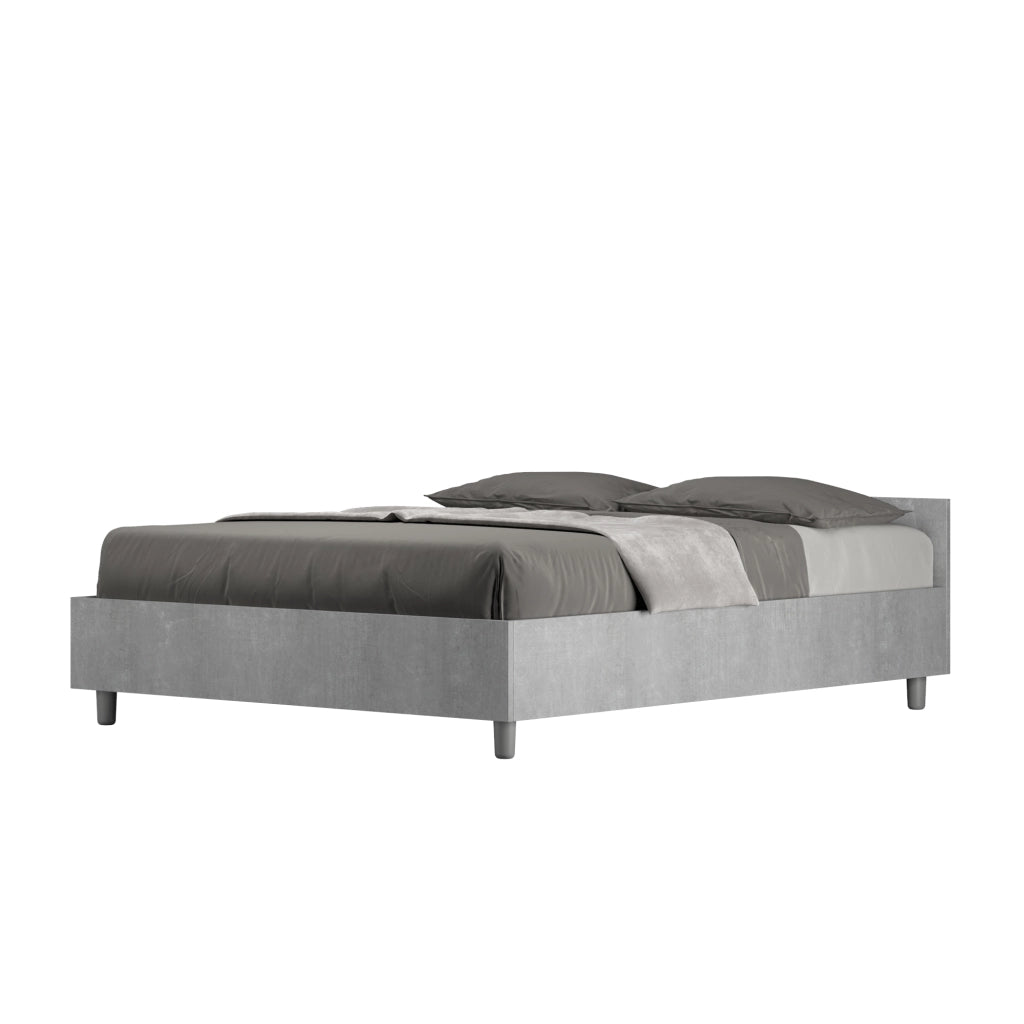 BS COM Letto matrimoniale francese contenitore 140x190 cemento