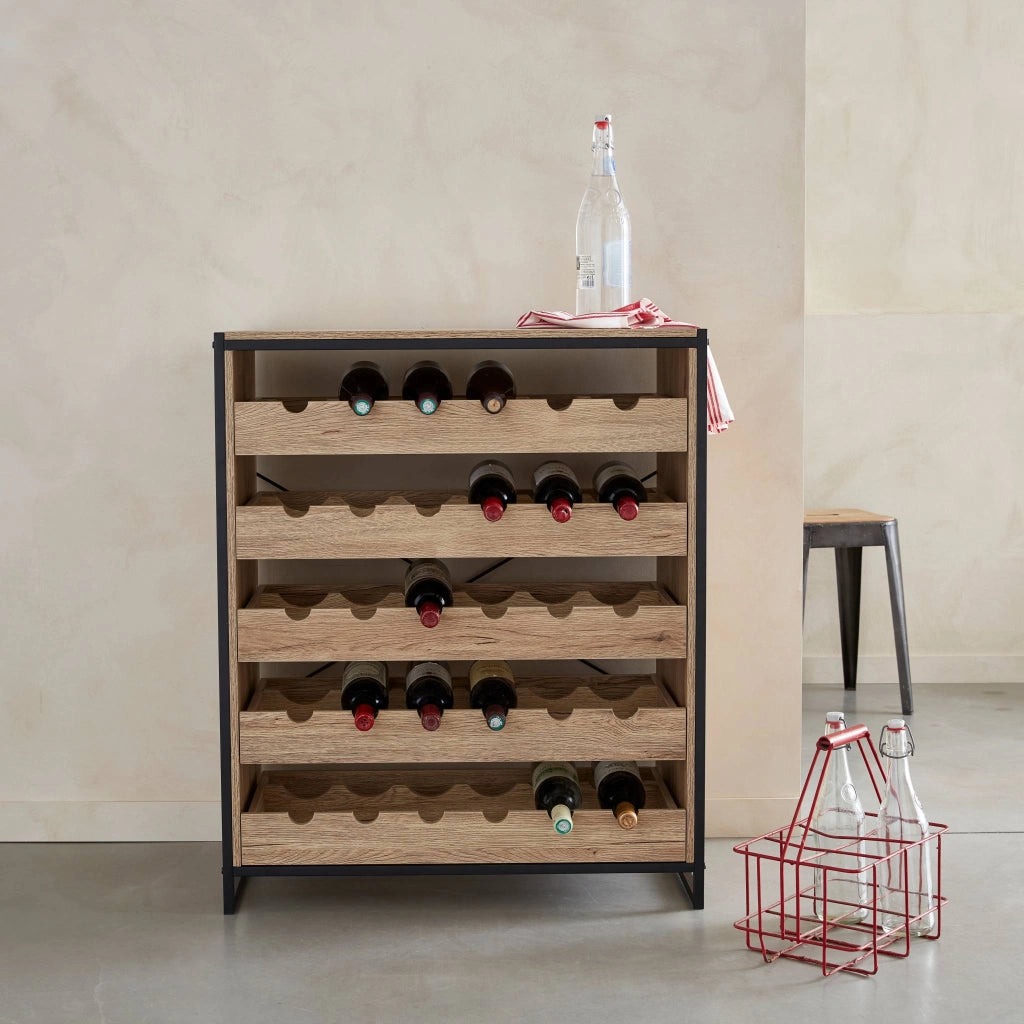 Mobile portabottiglie per vino, marrone naturale