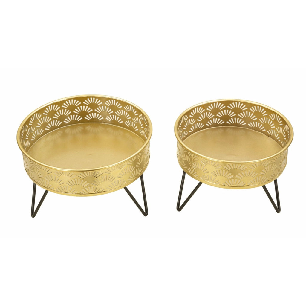 Set di 2 Vasi per Piante VKH409, Oro, Metallo, 20,5x20,5x13 cm