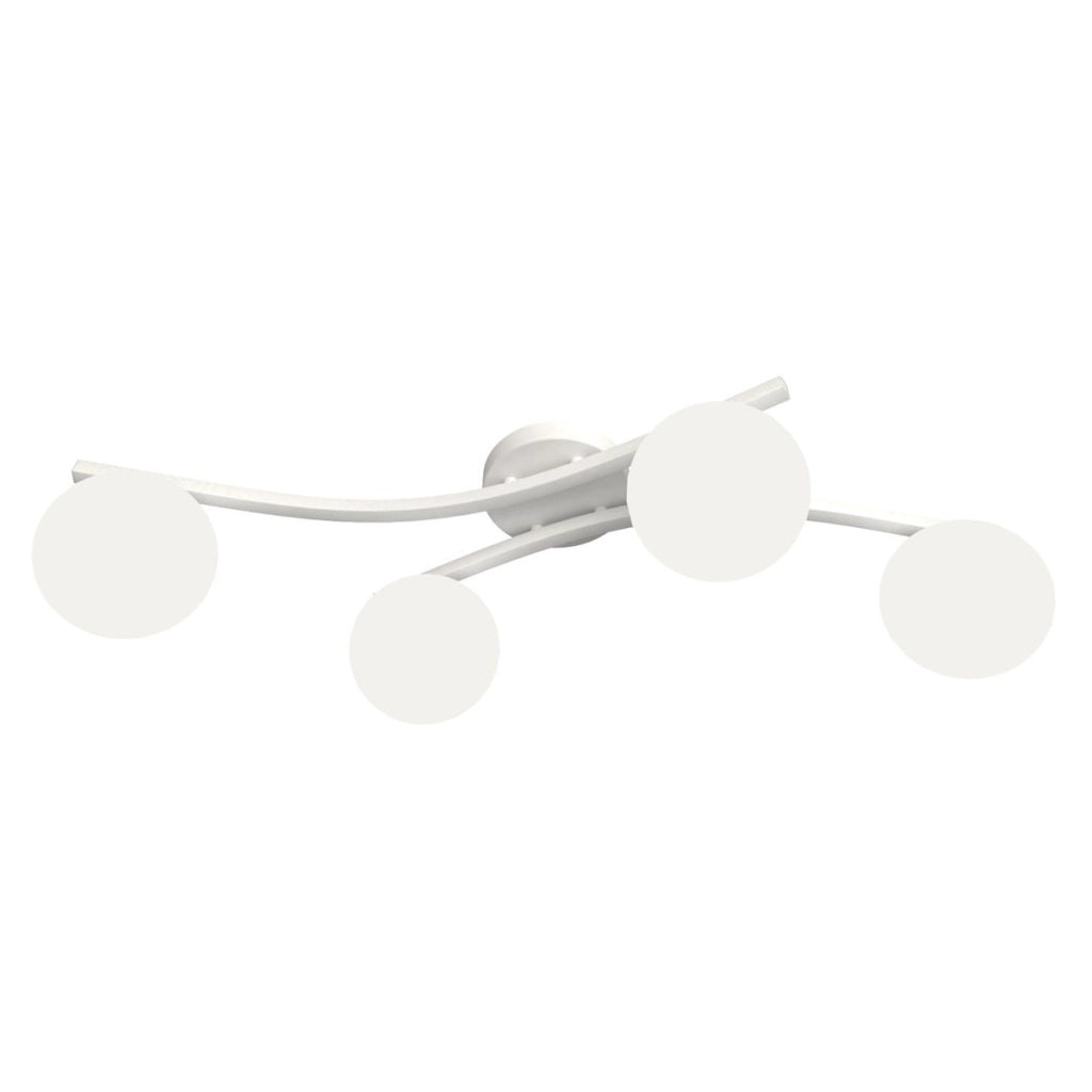 Lampada a sospensione Opus in acciaio bianco e vetro