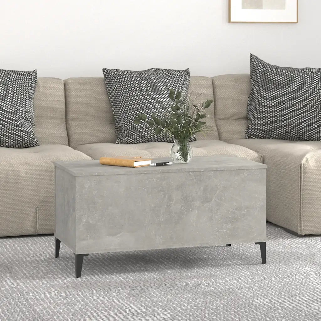 Tavolino Salotto Grigio Cemento 90x44,5x45 cm Legno Multistrato 819592