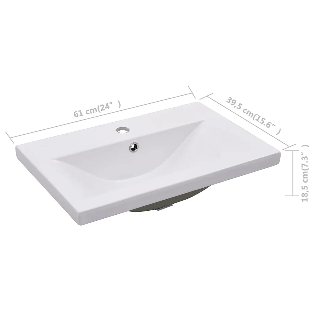 Lavabo da Incasso 61x39,5x18,5 cm in Ceramica Bianco 145061