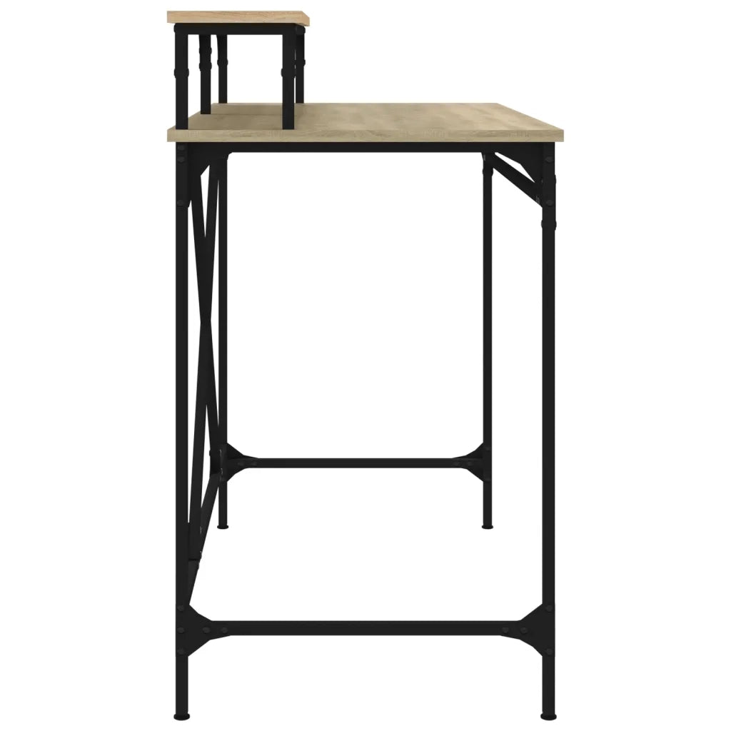 Scrivania-Scrivanie per ufficio e studio-Scrittoio Rovere Sonoma 100x50x90 cm Legno Multistrato e Ferro