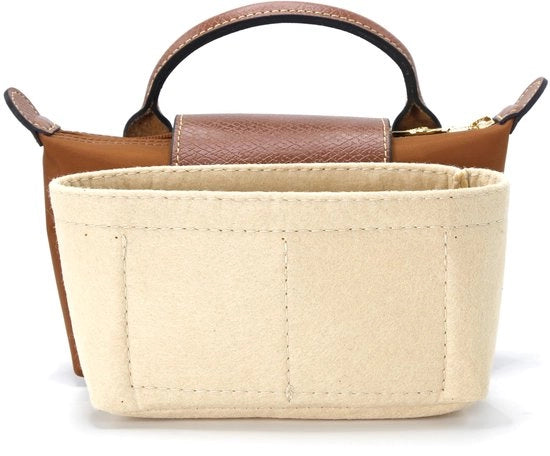 Organizzatore mini per tas, accessorio per borsa, tas con grande spazio interno, beige