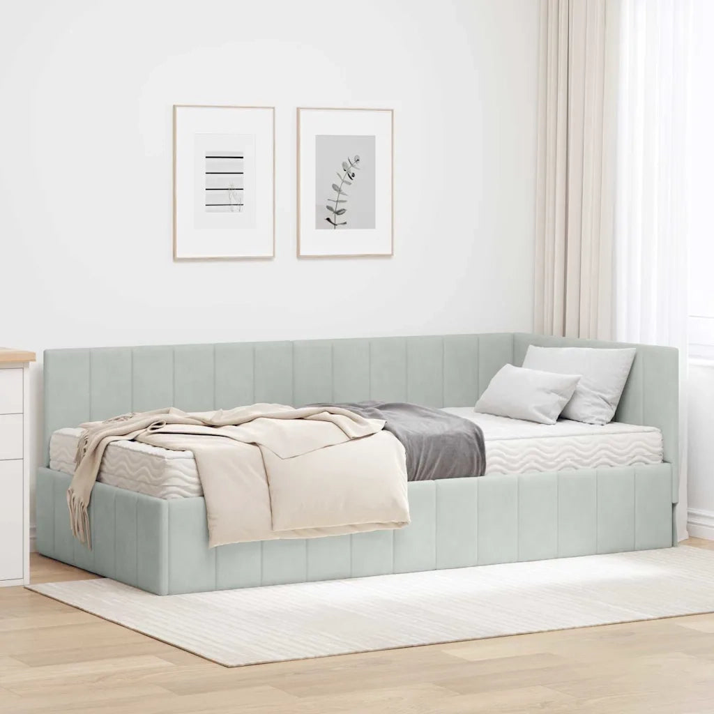 Struttura Letto Angolare con Materasso 2 pcs Grigio chiaro