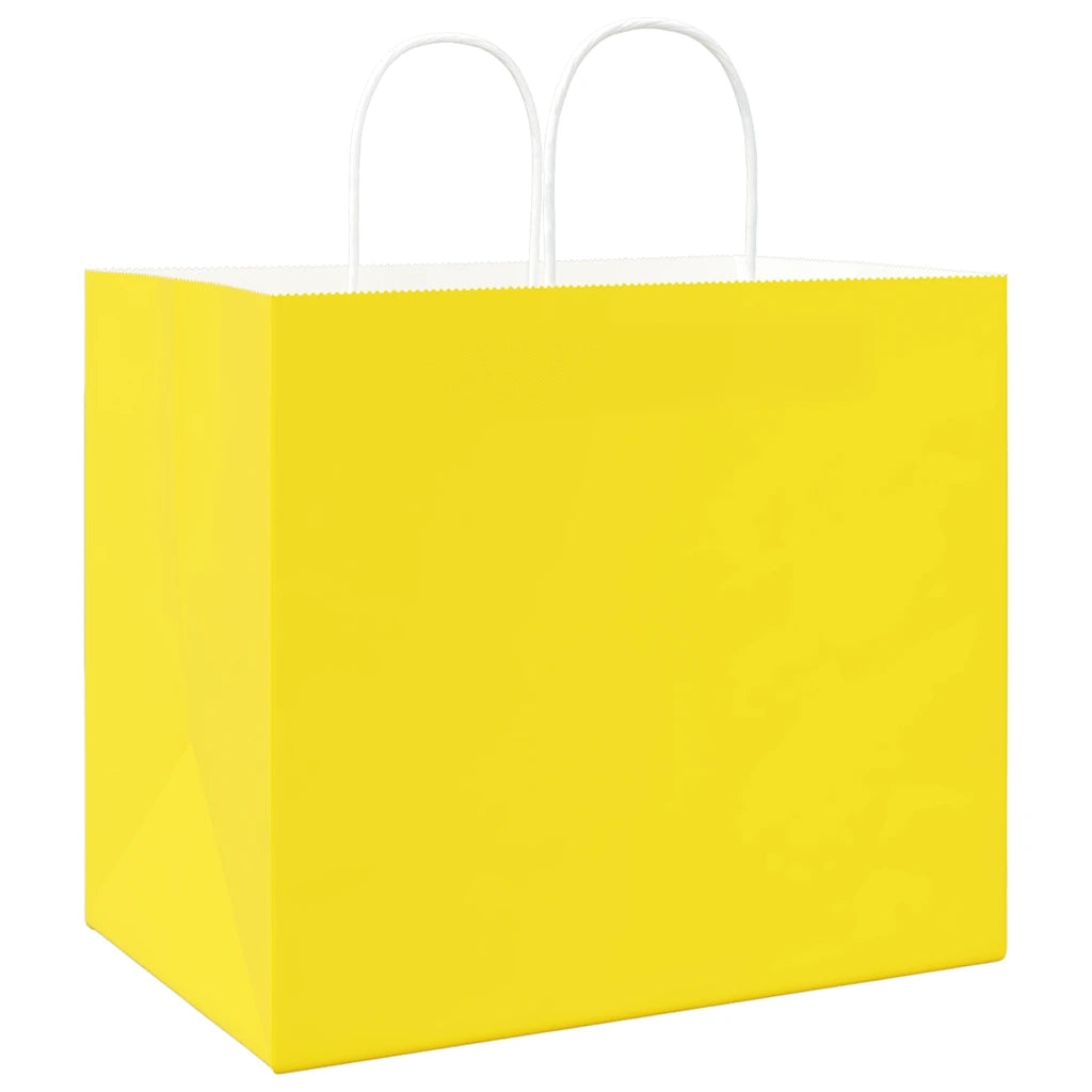 Sacchetti di Carta 250 pz con Manici Gialli 32x22x28 cm