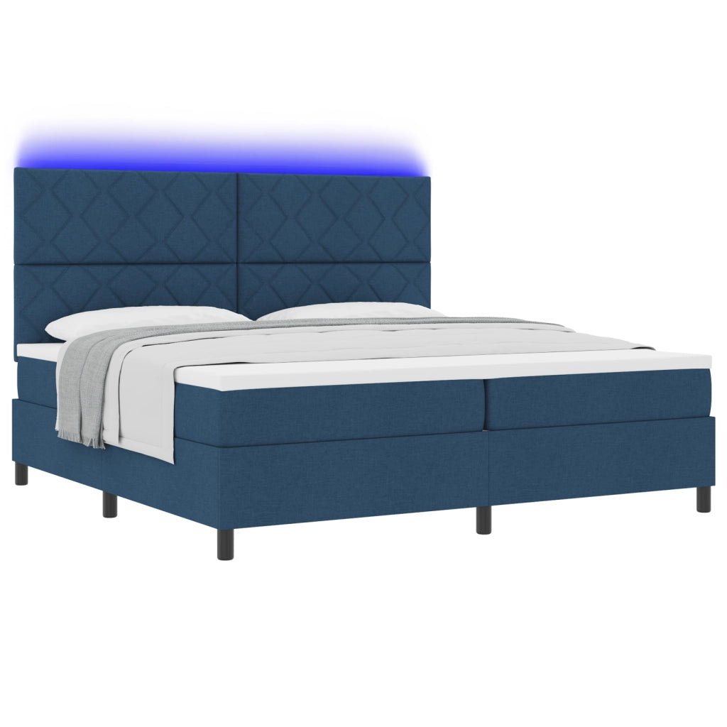 Letto a Molle con Materasso & LED Blu 200x200 cm Tessuto