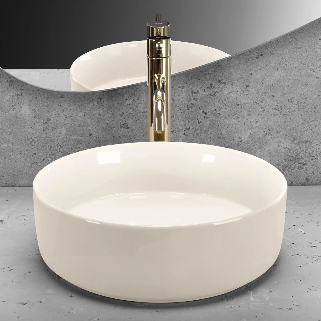 Lavabo Da Appoggio Rea Sami Ecru Shiny