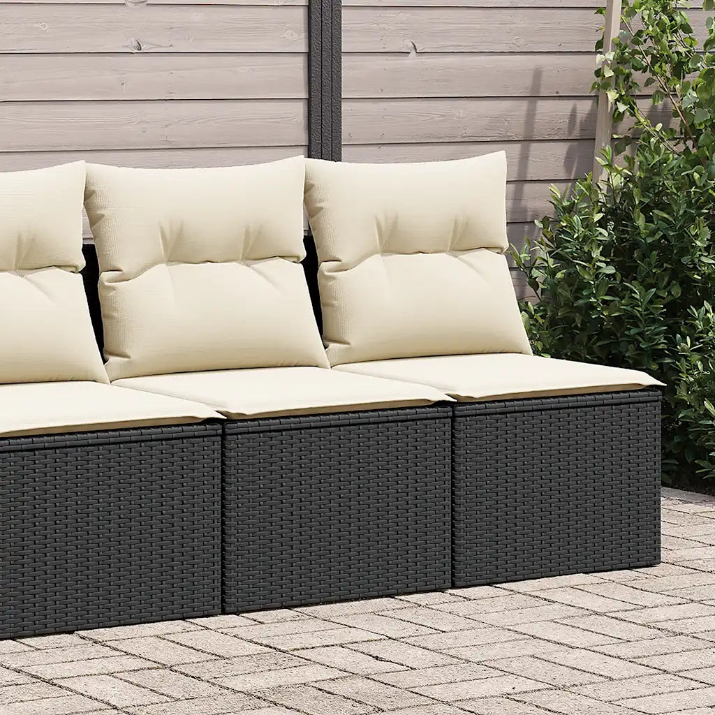 Set Divani da Giardino con Cuscini 2 pz Nero Polyrattan Acacia 3325242