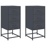 Set di 2 Comodini | Armadio da Notte | Mobiletto da notte Antracite 36x39x78 cm in Acciaio