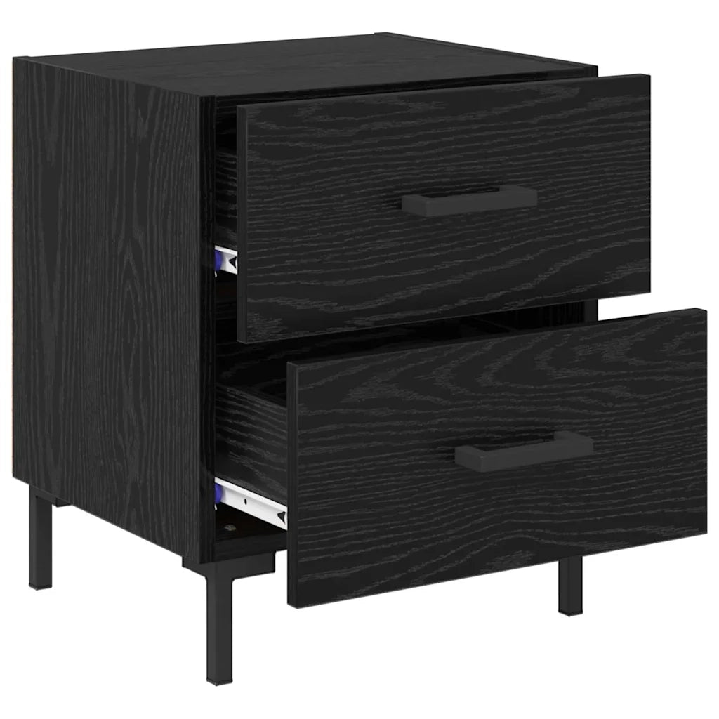 Comodino | Armadio da Notte | Mobiletto da notte con cassetto Rovere Nero 40 x 35 x 47,5 cm