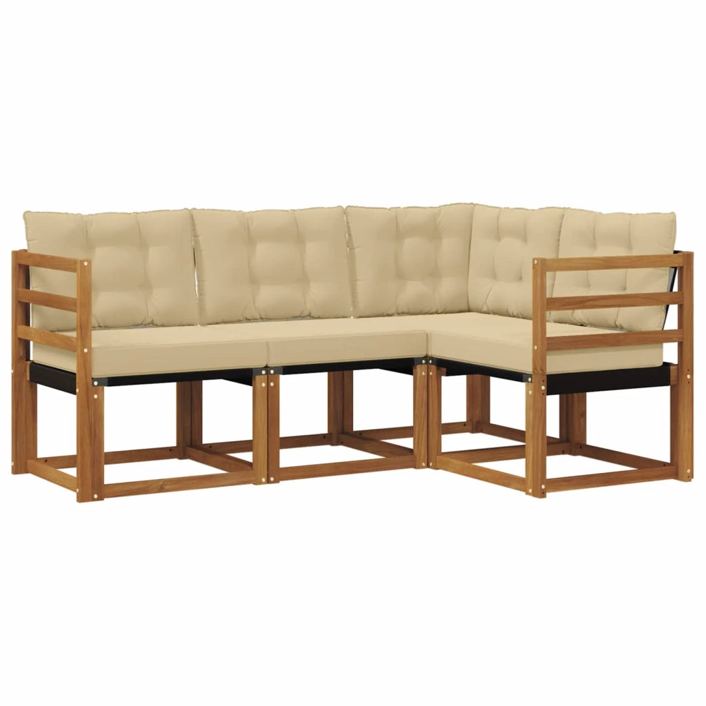Set di divani da esterno con cuscino 4 pcs Naturale e Beige