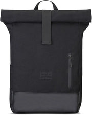 Borsa da Spalla per Uomo e Donna Nero - Adam Medio - Rolltop con Tasca per Laptop per Scuola di Economia - 15L - Canapa di Cotone - Impermeabile